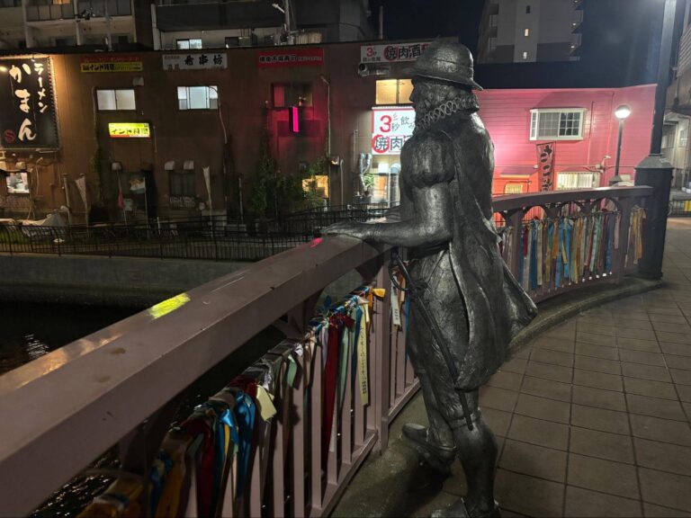 【堺市堺区】夜の旧堺港を堺駅まで散歩。呂宋助左衛門像や橋上ポルト之助など港町堺らしい像があります(オリジナル）